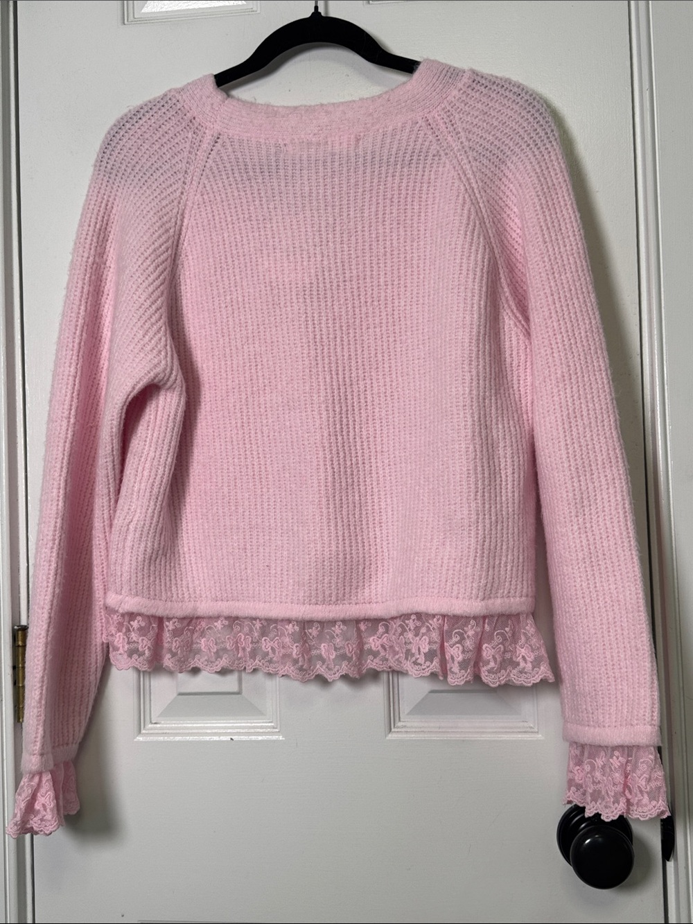 Altar’d State Pink Coquette Cardigan Lace Trim Heart Button Balletcore Sweater S - Picture 6 of 6